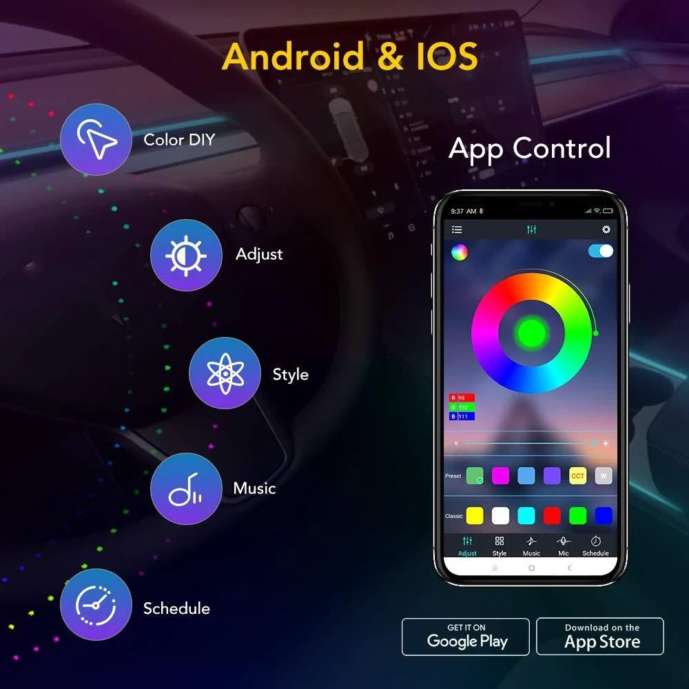 Model 3/Y Interior LED Dashboard App Controller for Tesla(2017-2024)