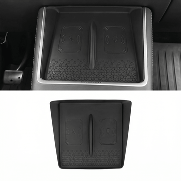 Silicone Center Console Mat for Model Y Standard 2026 – Non-Slip Wireless Charging Pad Cover