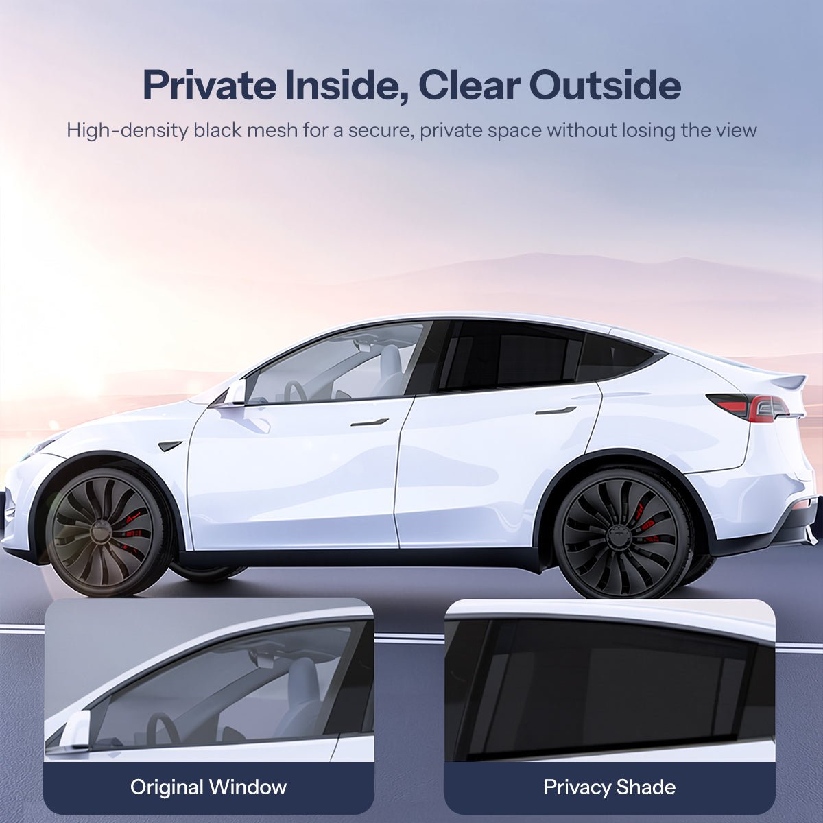 Retractable Window Sunshade for Model Y Juniper | Snap-on Install